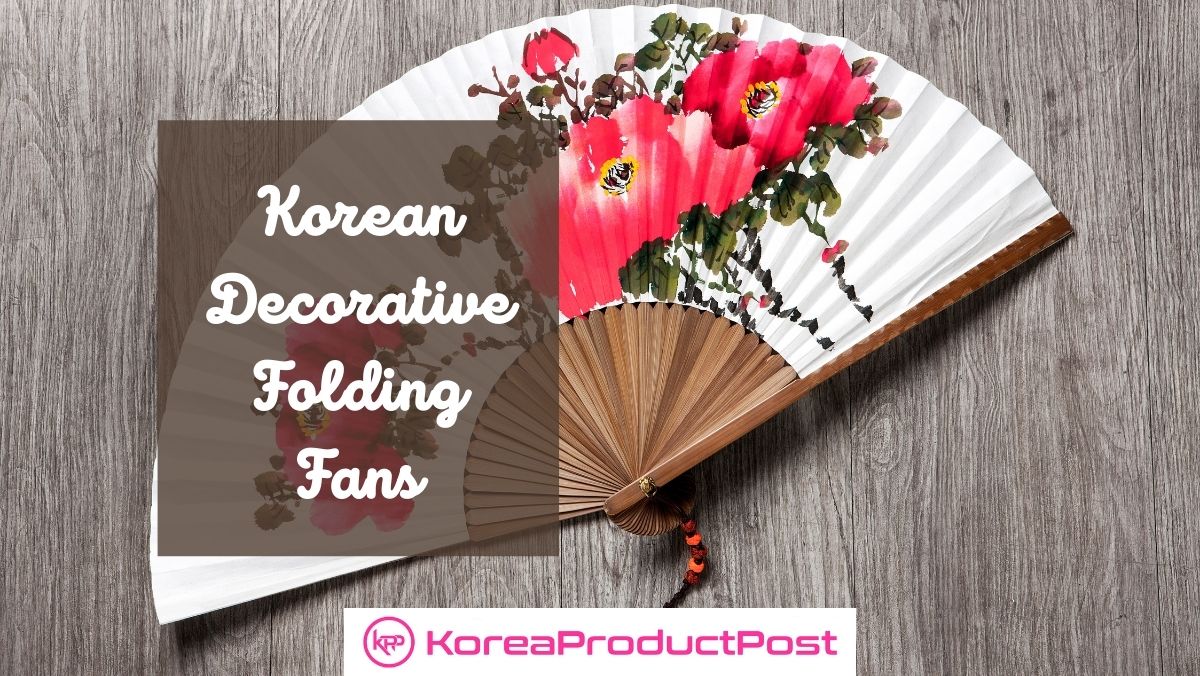 Korean Traditional Bamboo Hanji Hand Fan w/ Norigae Large Folding Gift LANDSCAPE 
