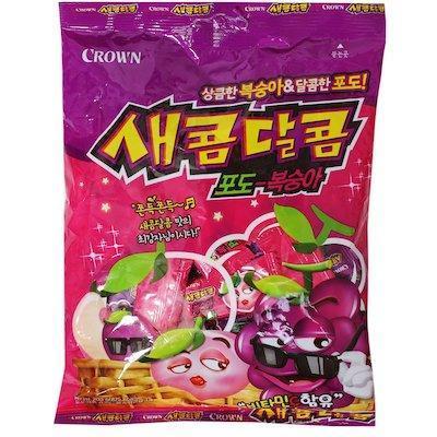 Grape and Peach Flavored Chewy Sweet and Sour Candy from Crown