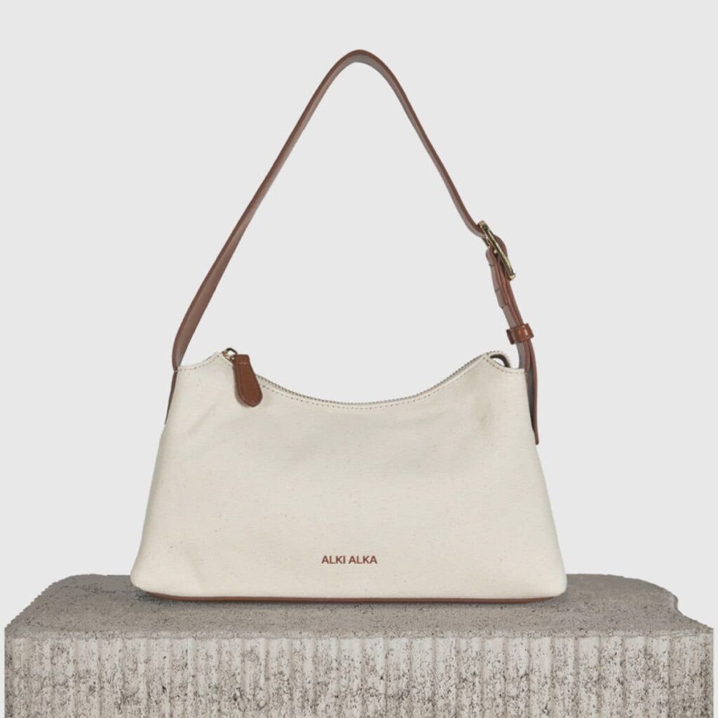 Alki Alka Baguette Canvas Bag in Tan Brown